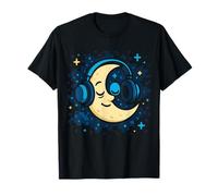 Lofi Lullabies and Focus Beats Moon Headphones Pixel Sky Zen T-Shirt