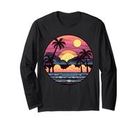 Lofi Sunset Beach Sunset Art Sunset At The Beach Ocean Vibes Long Sleeve T-Shirt
