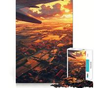 Lofi Sunset Flight 1000 Pieces Puzzles for Adults Recall Enhancer Tight Cut Pattern Assemble Night Game (38x26cm)