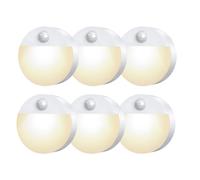 LOFICOPER 6 Pack Motion Sensor Lights, Stick-On Night Light by Battery Powered, Auto/ON/Off Light, Under Cabinet Lights for Bedroom, Kitchen, Kids Room, Hallway, Corridors, Closet, Warm White