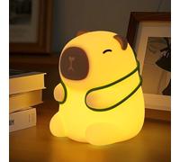 LOFICOPER Capybara Night Light, Cute Animal Soft Silicone LED Lamp with Dimmability and Timer, Portable Rechargeable Touch Lamp for Children's Room Bedside Table Bedroom Table Decoration