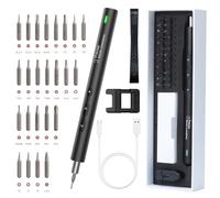 LOFICOPER Mini Electric Screwdriver (Electric Screwdriver), 28-in-1, Cordless, Precision, 24 Bits, Magnetizer, Rechargeable, Type-C Charging, LED Lights, for Laptops, Watches - Black