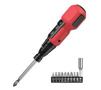 LOFICOPER Mini Electric Screwdriver Set, Rechargeable Cordless Screwdriver, Portable Power Screwdriver Kit with Charging Cable, LED Lights, for Phones, PC, Toys, Red