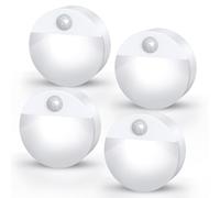 LOFICOPER Motion Sensor Lights Indoor, 4 Pack Auto/ON/Off Night Light, Pure White, Stick-On Stair Lights Battery Powered, Baby Night Light for Bathroom, Corridors, Hallway, Kitchen, Closet, Cabinets