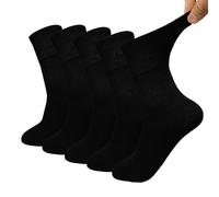 LOFIR Combed Cotton Socks Women: Seamless Crew Soft Top Socks Comfortable Breathable for Ladies Girls Hiking Walking Work 5 Pairs Black 3-5