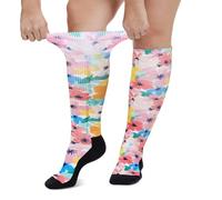 LOFIR Diabetic Socks for Men Women: No-Binding Knee High Socks with Loose Fit Soft Top Seamless Toe For Elderly Swollen Feet Sensitive Skin1 Pair Size 6-8 Chrysanthemum
