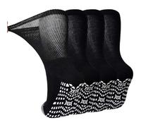 LOFIR Diabetic Socks for Men Women: Non-Slip Extra Wide Soft Top Socks - Non-Binding Loose Fit Gentle Cotton Seamless Cushioned for Swollen Feet Ankles Elderly Pregnancy Black Size 12-14 4 Pairs