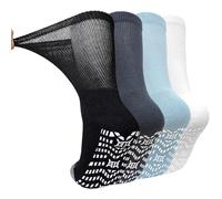 LOFIR Diabetic Socks for Men Women: Non-Slip Extra Wide Soft Top Socks - Non-Binding Loose Fit Gentle Cotton Seamless Cushioned for Swollen Feet Ankles Elderly Pregnancy Size 12-14 4 Pairs