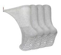 LOFIR Diabetic Socks for Men Women: Non-Slip Extra Wide Soft Top Socks - Non-Binding Loose Fit Gentle Cotton Seamless Cushioned for Swollen Feet Ankles Elderly Pregnancy Gray Size 6-8 4 Pairs