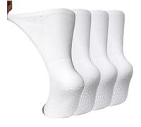 LOFIR Diabetic Socks for Men Women: Non-Slip Extra Wide Soft Top Socks - Non-Binding Loose Fit Gentle Cotton Seamless Cushioned for Swollen Feet Ankles Elderly Pregnancy White Size 9-11 4 Pairs