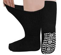 LOFIR Diabetic Socks for Men Women: Non-Slip Extra Wide Soft Top Socks - Non-Binding Non Elastic Loose Gentle Cotton for Swollen Feet Ankles Legs Elderly Pregnancy Black 6-11 3 Pairs