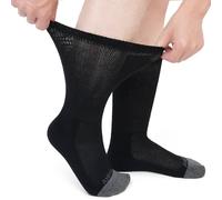 LOFIR Diabetic Socks for Men Women: Soft Extra Wide Top Socks - Non Elastic Loose Fit Gentle Cotton Seamless Padded for Swollen Feet and Ankles Black Size 9-11 1 Pair