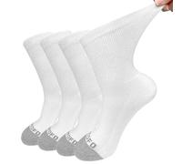 LOFIR Diabetic Socks for Men Women: Soft Extra Wide Top Socks - Non Elastic Loose Fit Gentle Cotton Seamless Padded for Swollen Feet and Ankles White Size 6-8 4 Pairs