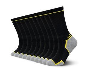 LOFIR Heavy Duty Work Socks: Men’s Crew Socks Cushioned Breathable Seamless Reinforced Heels & Toes for Walking Running Hiking Steel Toe Boots Outdoor Workwear Safety 10 Pairs Size 6-8