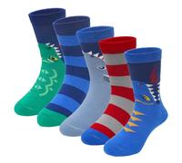 LOFIR Kids Boys Cotton Socks: Children's Ankle Junior Shark Seamless Socks Dinosaur Novelty Funny Cute Animal Crazy Striped Cartoon Socks for Sports Birthday Gifts Age Shark 7-9 Years 5 Pairs