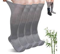 LOFIR Knee High Diabetic Socks: Bamboo Extra Wide Soft Top Non Binding Orthopedic Sock Liner Cushioned for Men Women with Swollen Feet Recovery Boots Hospital Grey 2 Pairs 6-8