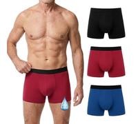 LOFIR Men's Incontinence Pant Underwear: Washable Cotton Boxers Shorts Leakproof - 150ml Absorbent Protective Pads Reusable for Nighttime Protection Elderly Urinary Sensitive Multicolor 3 Pack 2XL