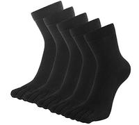 LOFIR Mens Toe Socks Five Finger Socks Boys Sports Running Athletic Socks Black Soft Cotton Socks with Toes, Size 11-14, 5 pairs