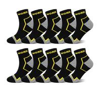 LOFIR Mens Work Ankle Socks: Heavy Duty Cushioned Quarter Trainer Socks with Padded Heel and Toe Breathable Summer Anti Blister for Builders Engineers Workmen Walking Hiking and Sports 10 Pairs 12-14