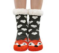 LOFIR Slipper Socks Women Winter Warm Thermal Socks Ldies Fleece Lined Fluffy Socks No-Slip Home Floor Bed Socks Girls Cute Animal Cartoon Socks Christmas Socks, size 4-9,1 Pair