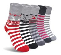 LOFIR Thick Thermal Socks for Women: Warm Winter Crew Socks Ladies Cotton Fleece Lined Soft Top Funny Animal Pattern for Lady Mum Gifts 5 Pairs Size 6-8 Moose