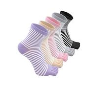 LOFIR Womens Cotton Toe Socks Five Finger Socks Mini Crew Novelty Socks Sports Running School Socks Liner Ankle, UK Shoe Size:4-9, 5 Pack