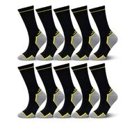 LOFIR Work Socks for Men Women: Heavy Duty Cushioned Crew Boot Socks with Reinforced Heel and Toe Breathable for Construction Builders Mechanics Workwear Walking Hiking Sports 10 Pairs Black 6-8