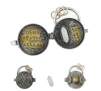 LOFIRSIFJOY Triple Moon Silver Locket with Tree of Life, Mantra Locket, Personal Magical Space with Clear Quartz Crystals, Sacred Silver Altar for Intention and Meditation, portable, Alloy Steel