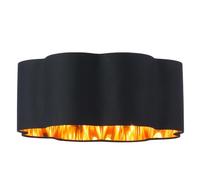 LOFOB Fabric Drum Pendant Ceiling Lamp Shade Clover - Semi Flush Mount Ceiling Light Shade, Close to Ceiling Light Fixtures Pendant Desk Lamp Shade (Black & Gold)