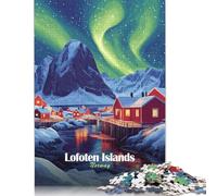 Lofoten Islands Aurora Borealis Puzzle 100% Recycled Cardboard Paper Rectangular Jigsaw Puzzle for Adult Children 1000pcs (38x26cm)