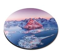Lofoten Islands Norway Mountains - Flexible Round 5mm Rubber Mouse Mat Pad Office Home Novelty Printed Desk Accessory 21800