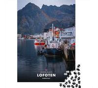 Lofoten Norway Harbor Scene 1000 Piece Jigsaw Puzzle, Historic Square Architecture, Screen-Free Fun, Matte Printed Jigsaw, for Travel Lovers, 38x26cm/1000pcs