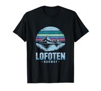 Lofoten Norway Mountain Nature Sunset Retro T-Shirt