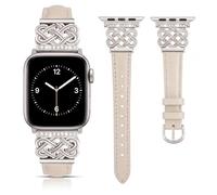 LOFOV Compatible with Apple Watch Bands Women 42/44/45/46/49mm Top Grain Genuine Leather Strap with Celtic Knot Interlock Buckle Bracelet for iWatch Band Series 11 10 9 8 7 6 5 4 SE/Ultra 3 2 1