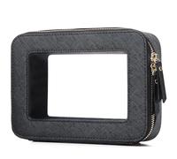 LOFOWN Clear Makeup Bag Small Cosmetic & Toiletry Bag Waterproof Travel Case Women's Pouch Organizer Makeup Bag for Car with Zipper, Black, M, Clear Makeup Bag for Women