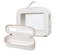 LOFOWN Clear Makeup Bag Small Cosmetic & Toiletry Bag Waterproof Travel Case Women's Pouch Organizer Makeup Bag for Car with Zipper, White, L+Slim, Travel Makeup Bag Set