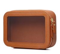 LOFOWN Clear Makeup Bag Small Cosmetic & Toiletry Bag Waterproof Travel Case Women's Pouch Organizer Makeup Bag for Car with Zipper, Brown, Small-1, Clear Makeup Bag