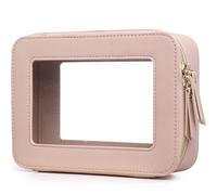 LOFOWN Clear Makeup Bag Women's Transparent Travel Cosmetic Case and Toiletry Bag Portable Makeup Organizer Bag for Car with Zipper (D/Pink, M)