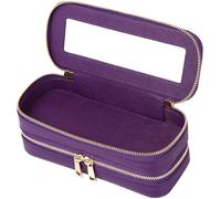 LOFOWN Double Layer Makeup Bag Makeup Brush Case Waterproof Travel Cosmetic & Toiletry Bag Purse Organizer and Car Essentials for Women (Purple, 2-Layer SLIM)