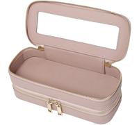 LOFOWN Double Layer Makeup Bag Makeup Brush Case Waterproof Travel Cosmetic & Toiletry Bag Purse Organizer and Car Essentials for Women (Pink, 2-Layer SLIM)