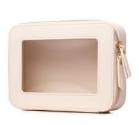 LOFOWN Small Clear Makeup Bag Mini Transparent Travel Toiletry Bag Cosmetic Bags Organizer TSA Approved Clear Makeup Case Pouch with Zipper Car Essentials, G/Beige, M, Clear Makeup Bag With Zipper