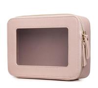 LOFOWN Small Clear Makeup Bag Mini Transparent Travel Toiletry Bag Cosmetic Bags Organizer TSA Approved Clear Makeup Case Pouch with Zipper Car Essentials, G/Pink, M, Mini Clear Makeup Bag