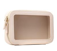 LOFOWN Travel Makeup Set Waterproof Transparent Cosmetic Bag and Toiletry Bag Makeup Brush case with Zipper Car Essentials for Women, Beige, Small-1, Clear Makeup Bag for Women