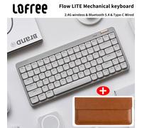Lofree Flow Lite Wireless Mechanical Keyboard&PU Bag Lighter&Silenter POM Switch 2.4G Bluetooth&Wired Office Typing Gasket 84key Pink 84-keys Set