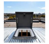 Loft Access Hatch Door Deep Grey Large Egress Roof Window Metal Boat Storage Security Door Factory Workshop(70x70cm/2.3x2.3ft)
