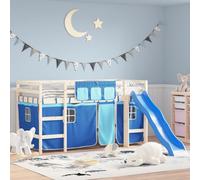 Loft Bed Curtains Blue Polyester Playhouse Set with 3 Pocket Panel 100x75cm Kids