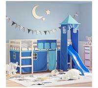 Loft Bed Curtains Playhouse Tower 44.5x43x190.5cm Blue Polyester with Pockets XL