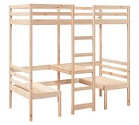Loft Bed Frame with Desk and Chairs Children's Bunk Bed Solid Wood Pine vidaXL