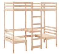 Loft Bed Frame with Desk and Chairs Children's Bunk Bed Solid Wood Pine vidaXL