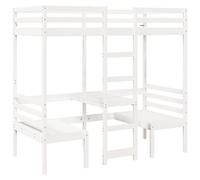 Loft Bed Frame with Desk and Chairs Children's Bunk Bed Solid Wood Pine vidaXL